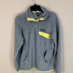 Patagonia  Re-tool Snap T Pullover Polartec Jacket in Gray/Yellow Trim Size L